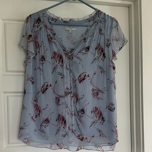 Joie Light Blue Abstract Floral Blouse